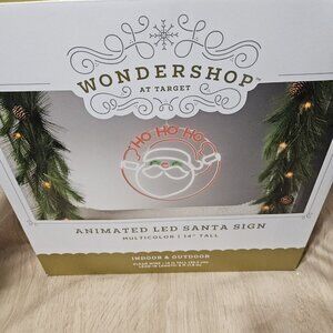 Target Wondershop LED Christmas Light Animated Santa Sign Neon Style, 14”
